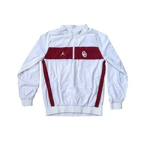 Nike Jordan Oklahoma Sooners Pullover Jacket Women's S White Crimson OU Windbrea